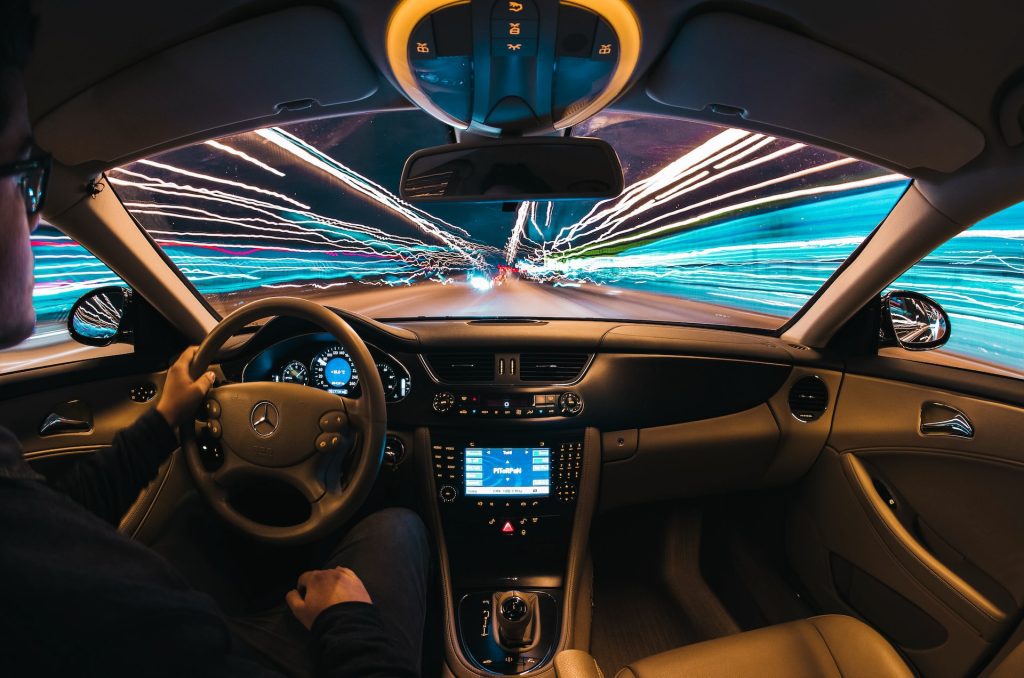 A Mercedes' self driving car dashboard